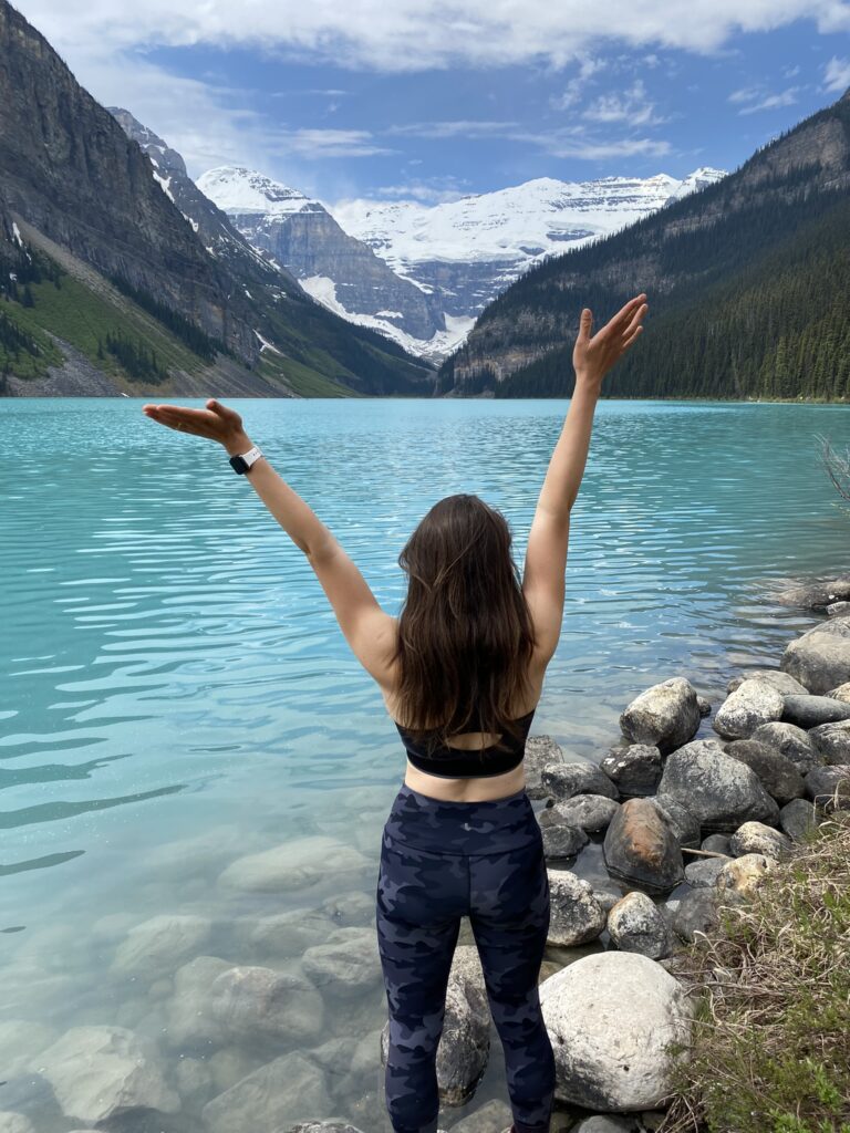 entrepreneur coach ana mcrae in front of lake louise